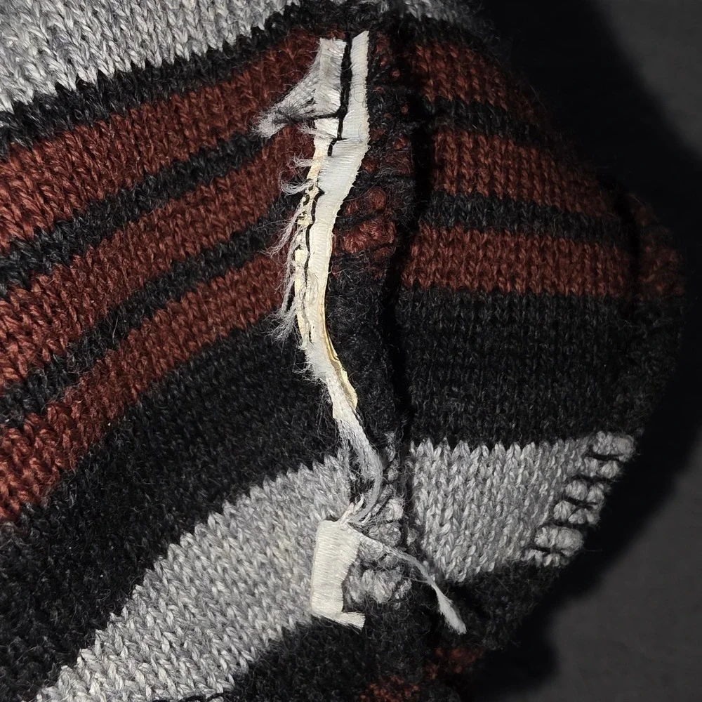 Smartwool Youth Beanie Striped Merino Wool Knit Winter Hat Black Brown Grey